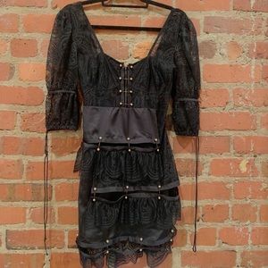 For Love and Lemons black lace mini dress
